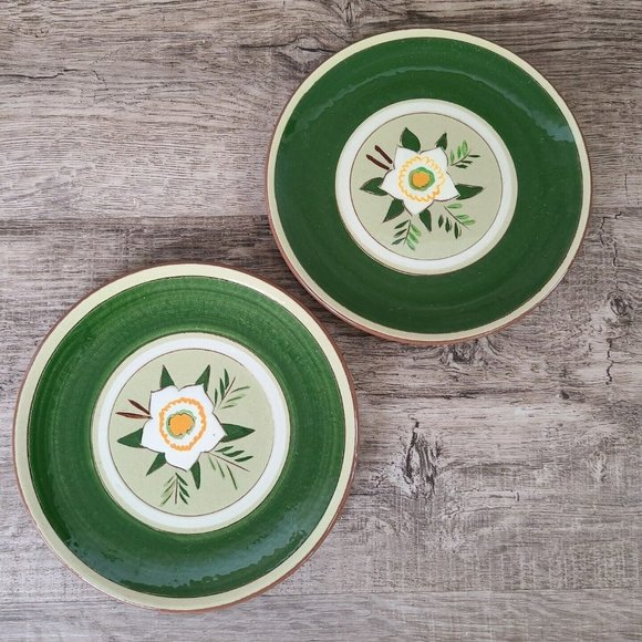 Stangl Dining Set 2 Stangl Pottery Star Flower Bread Appetizer Plates 6 Green Mcm A2 Poshmark